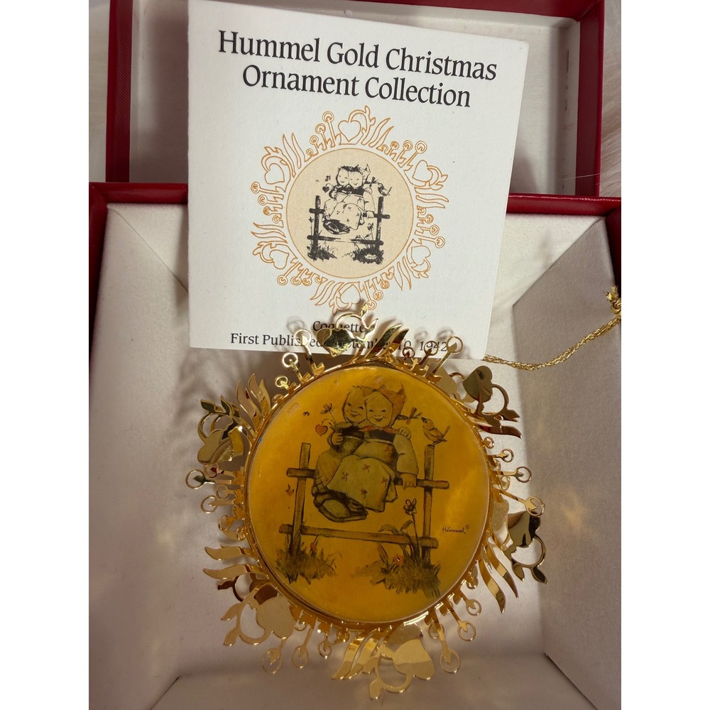 Hummel Gold Christmas Ornament Coquettes 24k Gold Filigree Vintage Boxed